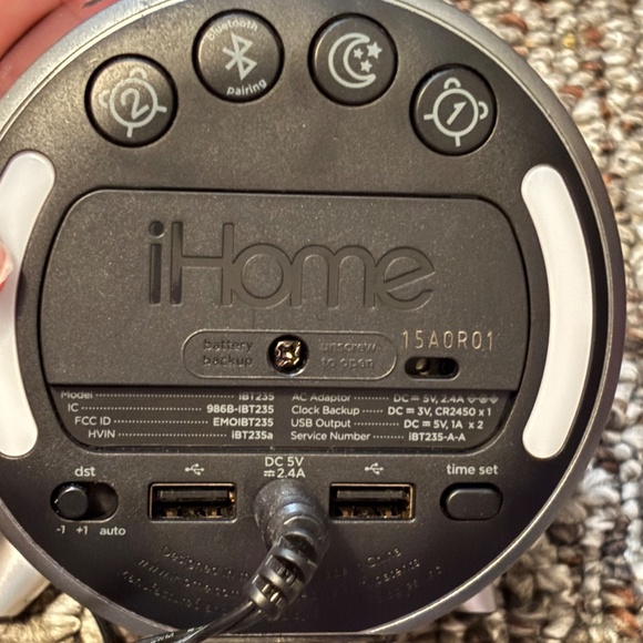 iHome Bluetooth Alarm Clock with USB Charging and Ambient Night Light, Digital A - Picture 4 of 4